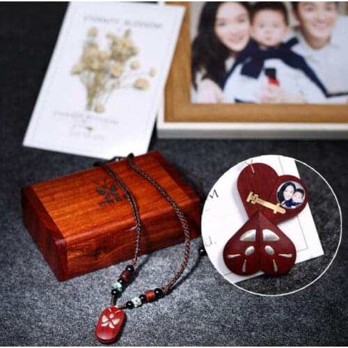 The Illusionist Locket Magic Heart 990 sterling Silver & Sandalwood Wood Butterfly Pendant Necklace chain Photo Frame