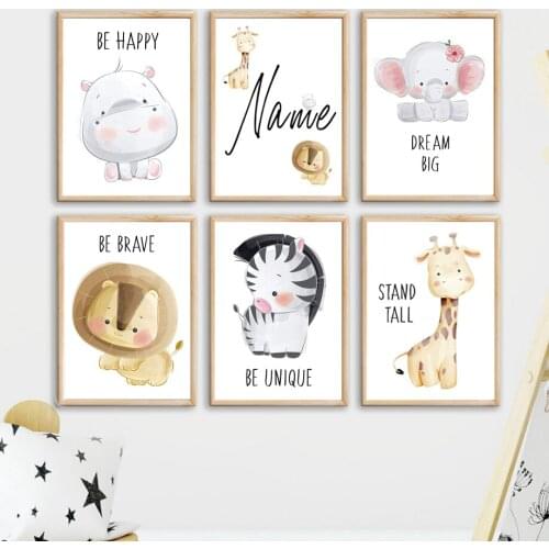 Cute Cartoon Animal Lion Zebra Nursery Wall Art Canvas Painting Poster And Prints Living Kids Room Decoration Nordic Style Decor