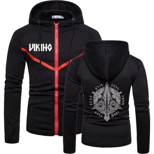 Unisex Mens Odin Vikings Berserker Zipper Jacket Quality Fitness Sport Sweatshirts Solid Color Muscle Sportswear Hoodies