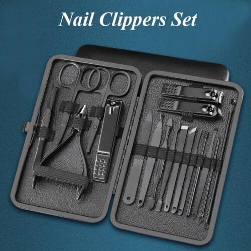 Balck Nail Clippers Set Toenail Nippers Household Professional Nail Tweezers Scissors Pedicure Kit Pruning Remover Nails Cutters