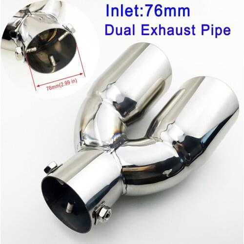 Chrome Car Exhaust Rear Muffler Tip 3" 76mm Inlet Fit 46mm-71mm Tail Pipe Cover Exterior Accessories Trim