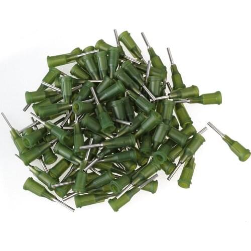 Dark Green 1/2" Dispensing Needle Tip For Liquid Dispenser Adhesive Glue 14Ga Pack of 100