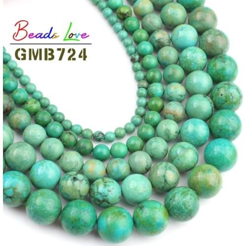 Natural Stone Green Phoenix Turquoises Beads 4 6 8 10 12mm Round Loose Beads Diy Bracelet Necklace For Jewelry Making 15 Inch