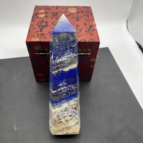 Natural Lapis Lazuli Wand Point Lasurite Stone Crystal Tower Mineral Specimen Reiki Healing Home Decor