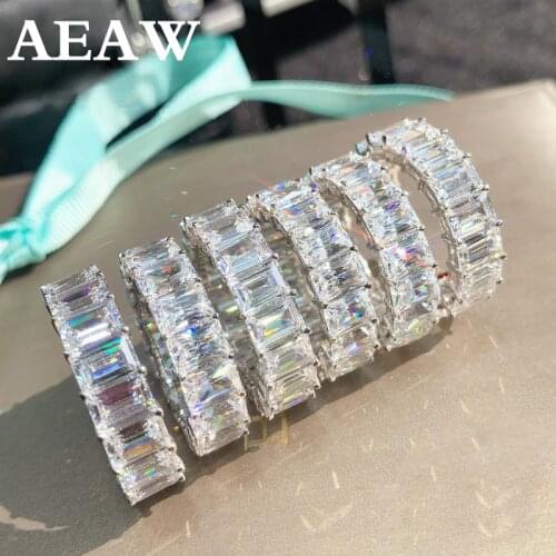 Solid 14K 585 Yellow White gold Emerald 5.5-7.5ctw Moissanite Enternity Full Diamond Band Df Color For Women