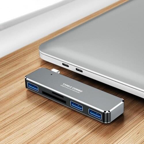 Expansion Dock 5 in 1 Fast Transmission Aluminum Alloy Type-C Hub to HDMI-compatible TF/SD-Card Docking Station for Home