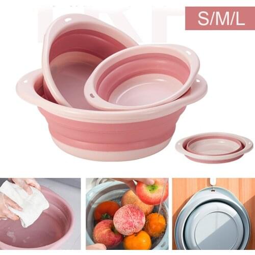 S/M/L Portable Bathroom Washtub Foldable Wash Basin Silicone Wash Tub For Laundry Basket for Fruits Vegetable Kitchen Tools