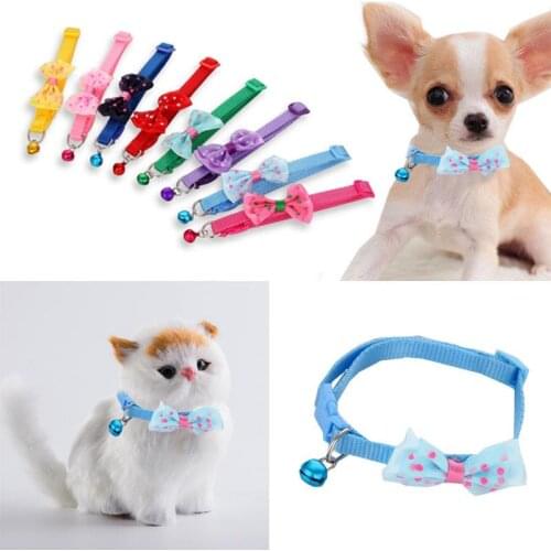 Adjustable Pet Collar Flower Bell Crystal Dog Cat Collar Easy Wear Buckle Lovely Pets Decor Accessories Dogs Cats Necklace