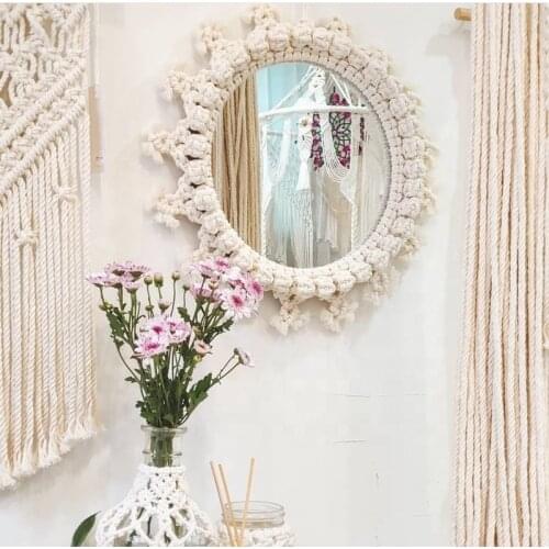 Light Luxury Mirror Handmade Tapestry Make Up Mirror Bedside Bedroom Porch Hotel Home Decoration Wall Hanging