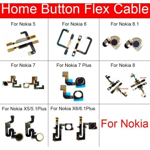 Fingerprint Sensor Flex Ribbon For Nokia X5 5.1 5 6 X6 6.1 7 8 plus Back Home Button Return Key Touch Sensor Flex Cable Parts