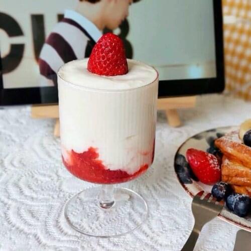 Net Red Ice Cream Cup High Value Stripe Glass Juice Drink Cup Yogurt Pudding Cup Ice Cream Cup