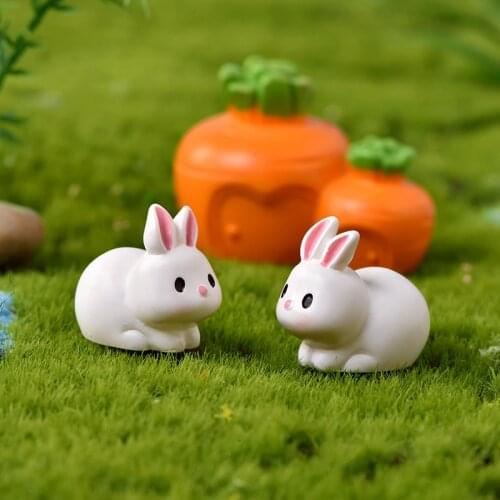 Cute Mini Penguin Rabbit Pig Fox Figurine Resin Cartoon Animals Model DIY Home Car Decor Miniature Fairy Garden Cake Accessories
