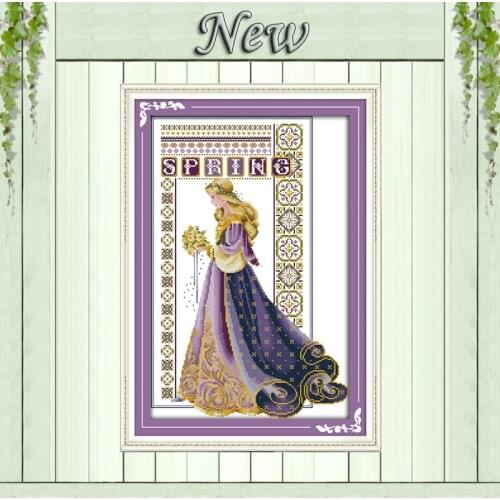 Bride with flowers wedding painting counted printed on canvas DMC 11CT 14CT Chinese Cross Stitch kits embroidery needlework Sets