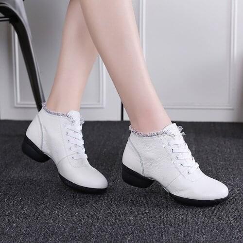 Profession Dancing Shoes Female 8012 Authentic Lace Genuine Leather Damping Sweat Wearable Breathable Modern Dance Square Dance