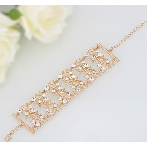 Minmin New Fashion Wedding Accessories Crystal Bridal Silver-color Gold-color Bracelet & Bangle for Women Wedding Jewelry MSL237