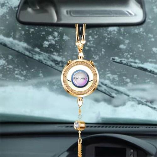 Gold Car Logo Air Freshener Diffuser Fragrance Scent Rearview Mirror Pendant Perfume for Car (Not include perfume inside)