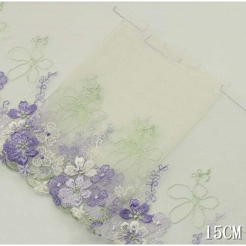 1lot/120yards 15cm Lace Fabric Exquisite Flower Embroidery Purple Pink Lace Trim for Sewing Craft Materials Clothing Accessories
