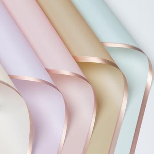 20pcs/lot Tissue Paper Gold Border Rose Flower Gift Wrapping Paper Craft Scrapbooking Korean Wrap Floristics Bouquet Decorative