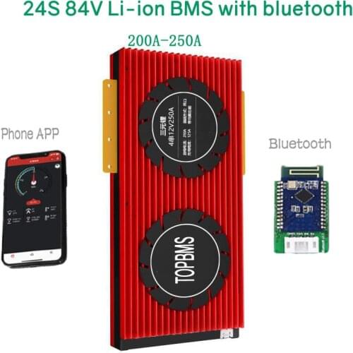 24S 84V Li-ion BMS 200A250A with Bluetooth phone APP RS485 CANbus NTC UART GPS for Li-ion Batteries 3.7V connected in 24 series