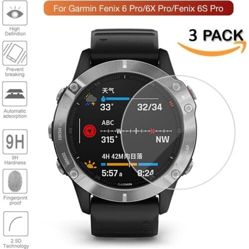 3pcs For Garmin Fenix 6S 6 Pro/5 5S Plus Ultra Clear Tempered Glass Premium Screen Protector Film Fenix 6X Pro Solar SmartWatch
