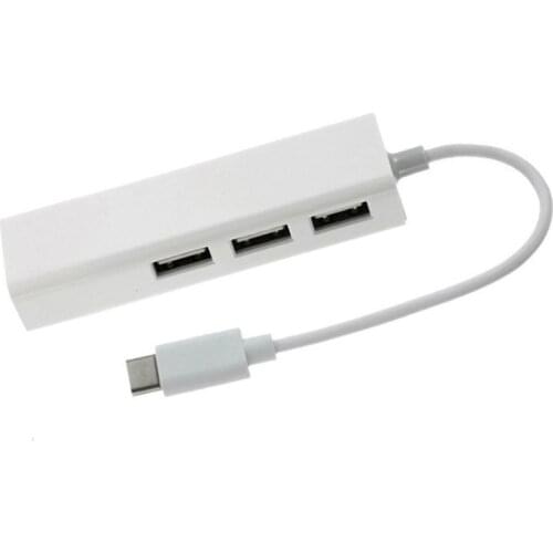 USB-C Ethernet Adapter USB C Hub To Ethernet RJ45 Lan Adapter USB 2.0 3 Ports USB Splitter For Macbook Pro Air Type C Hub