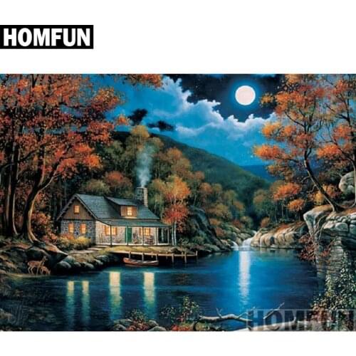 HOMFUN Full Square/Round Drill 5D DIY Diamond Painting "Moonlight scenery" Embroidery Cross Stitch 5D Home Decor Gift A00932