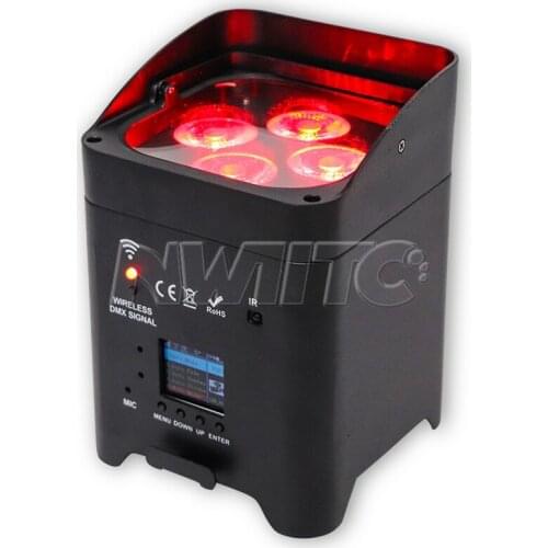 Wireless dj disco battery 4x18w rgbwa uv 6in1 uplight led par can light