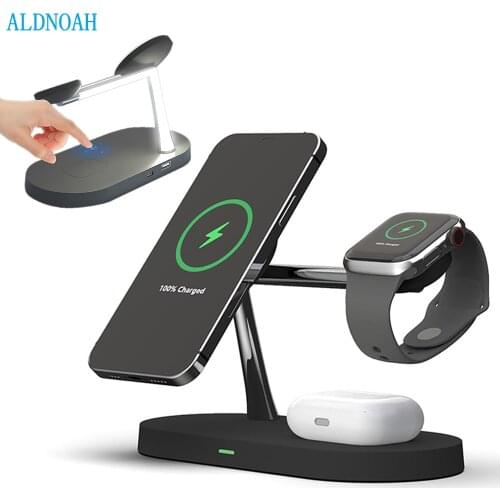15W 3 In 1 Wireless Chager for iPhone 12 12Pro iWatch Airpods Pro Magnetic Fast Charging Station Dock Stand Touch Light