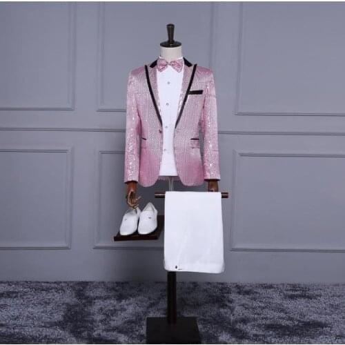 Blazer men formal dress latest coat pant designs suit men costume homme terno masculino red sequins stag suits for mens tie