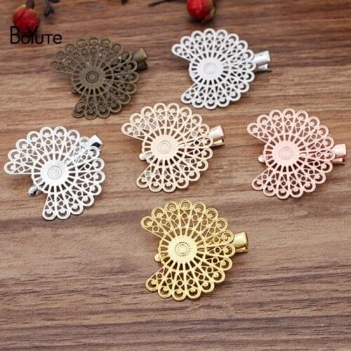 BoYuTe (20 Pieces/Lot) 38MM Filigree Flower Hair Clips Vintage Hair Accessories Diy Handmade Materials
