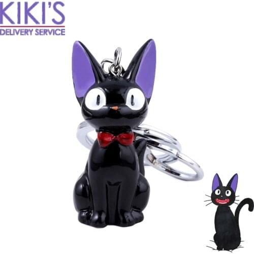 Black Kiki JiJi Cat Keychain Hayao Miyazaki Kikis Delivery Service Action Figure Toys for Kids Souvenir Jewelry