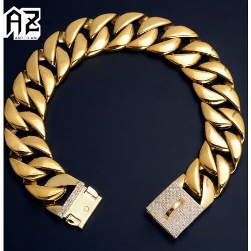 32mm High-Quality Stainless Steel Cuban Link Chain Necklace Iced Out Hook With Zircon Stone Metal Chain Necklace For Pet Dogs