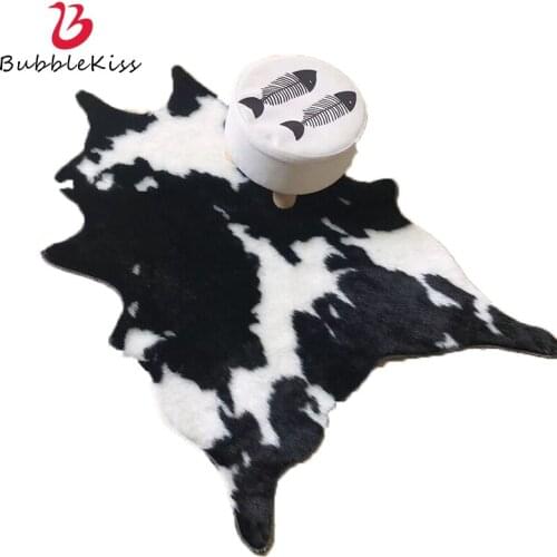 Bubble Kiss Hot Sale Black Bull Imitation Pattern Living Room Carpet Home Fashion Bedroom Childrens Room Carpet Area Floor Rug