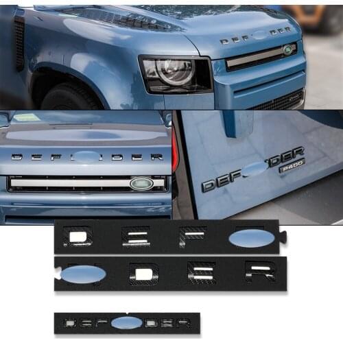 For 2020 DEFENDER Offroad DIY Letters Emblem Black Carbon Fiber Badge Car Styling Refitting Front Hood and Lower Trunk Sticker