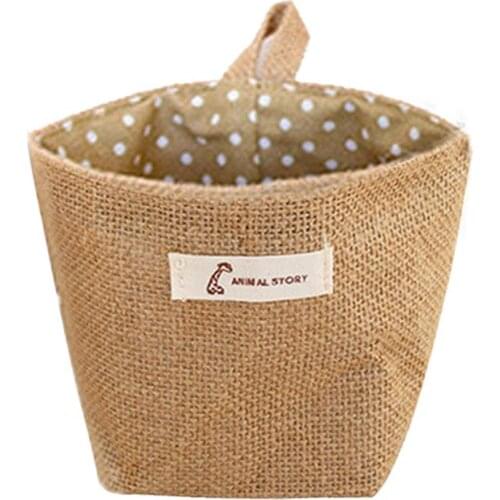 Ins Style Lightweight Durable Hanging Design Multipurpose Flower Bag Living Room Gadget Storage Cotton Linen Organizer Pouch