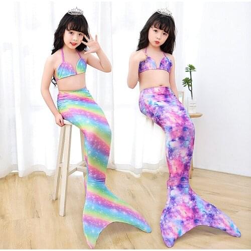 Kids Swimmable Mermaid Tail for Girls Swimming Bating Suit Mermaid Costume Swimsuit can add Monofin Fin