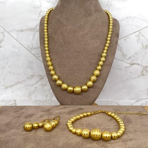 Mais vendido conjunto de joias com colar de miçangas e pulseira com joias bola para mulheres cor dourada áfrica/árabe/oriente mé