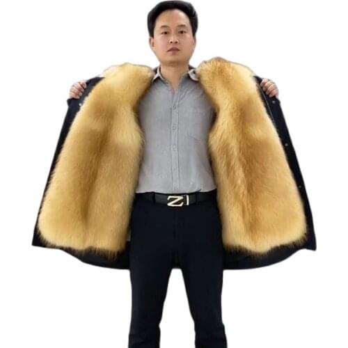 Fur Jacket Men Parka Real Raccoon Fur Coat 2021 New Winter Warm Thick Parkas Plus Size Custom Free Shipping