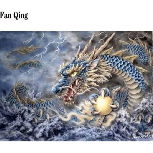 Diy 5D Diamond Painting Kits Full Drill Diamond Embroidery Chinese Dragon By Number Kits For Home Wall Decoration