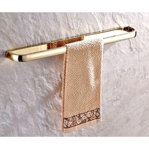Wall Mounted Luxury Polished Gold Color Brass Bathroom Single Towel Bar Towel Rail Holder Bathroom Accessory mba843