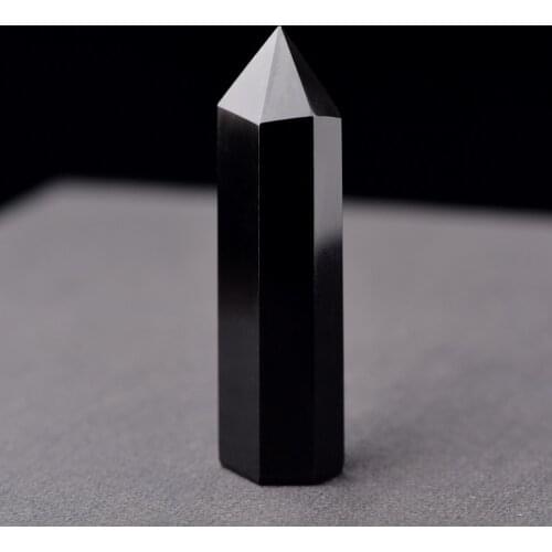 Natural Obsidian Hexagonal Column Crystal Point Mineral Ornament Healing Wand Home Decor Gift Decoration