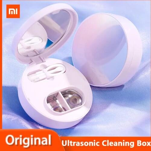 2021 New Lofans Ultrasonic Vibration Contact Lens Cleaning Box Portable Mini Glasses Cleaner Rechargeable Built-in Makeup Mirror