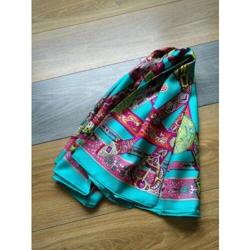 2019 new arrival fashion e brand classic pattern 100% silk scarf 90*90 cm square shawl twill wrap for women free shipping