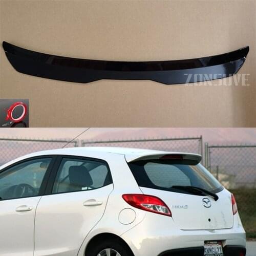Use For Mazda 2 2009-2014 Year Roof Spoiler Carbon Fiber Look Accessories Body Kit Factory Style