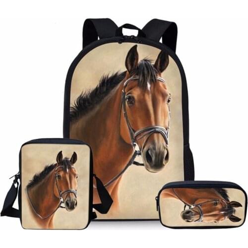 Cool Horse 3D Print Satchel School Bags for Boys Girls School Orthopedic Backpacks for Children Schoolbag mochilas Escolares