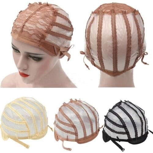 High Quality Wig Cap Making Wigs Straps Breathable Mesh Weaving Adjustable Cap 3 Styles Black Beige Brown Hot Sale