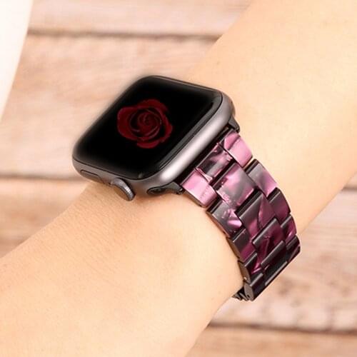 Resin Watch Band For Apple Watch 6 5 4 3 2 44mm 40mm transparent strap Bracelet For iWatch Band Series 6 5 4 3 38mm 42mm