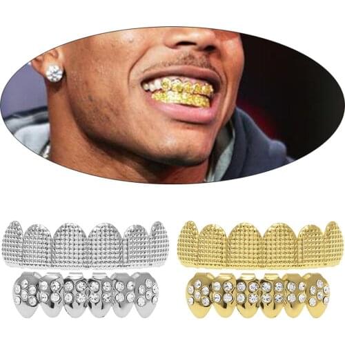 Gold Silver Plated Teeth Grills, Hip Hop Style Rapper Dress Fashion Shining Hip-hop Rapper Tooth Grill Set