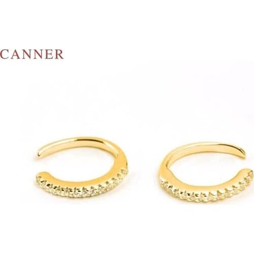 CANNER Real 925 Sterling Silver Earrings For Women Ins Super Fairy Without Ear Holes Clip Earring Zircon Gold Jewelry Pendientes