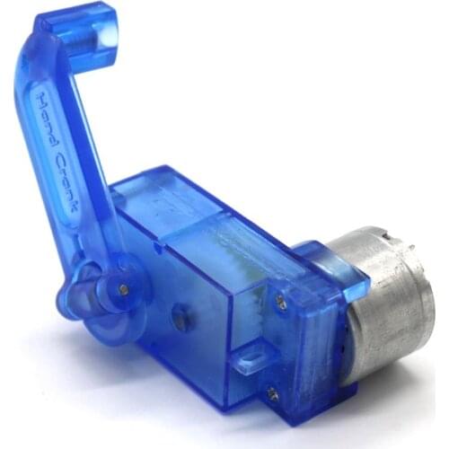 Blue Transparent 310 Hand Crank Generator for 3V Small Motor, Lighting Led Lamp Beads Mini Dynamotor Fan Model Toy Accessories